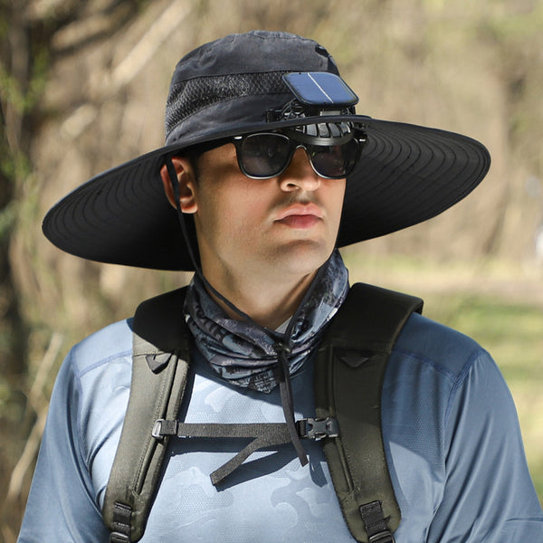Outdoor Wide Brim Sun Hat With Solar Fan⚡EARLY SUMMER SALE 68% OFF